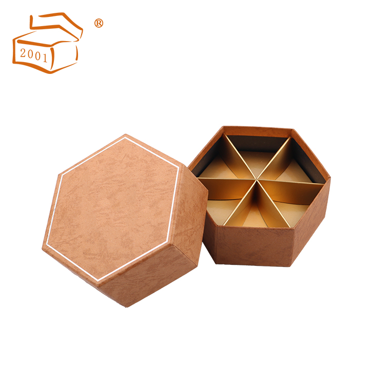 ?hexagonal chocolate gift paper box with divider